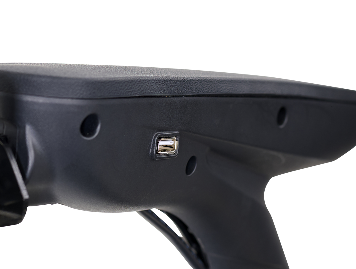 Golden GP130 armrest USB charging port close-up