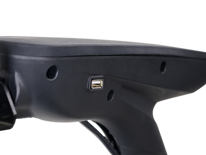 Golden GP130 armrest USB charging port close-up