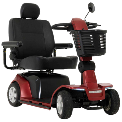 Pride Maxima SC941 four-wheel scooter in Garnet Red Matte, complete front three-quarter view