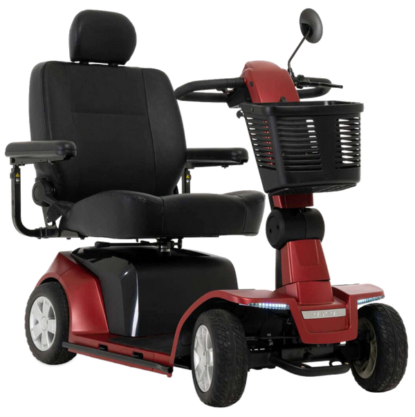 Pride Maxima SC941 four-wheel scooter in Garnet Red Matte, complete front three-quarter view