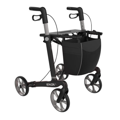 Rehasense ATHLON SL Large carbon rollator in Black Carbon, front three-quarter studio view