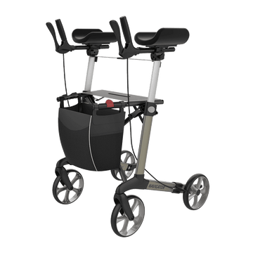 Rehasense NAVIGATOR champagne Large NRRCHL60 forearm rollator, complete front three-quarter view