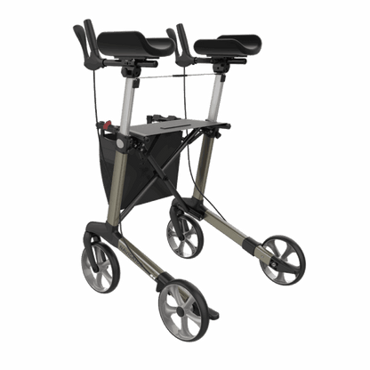 Rehasense NAVIGATOR champagne Large forearm rollator, rear left view