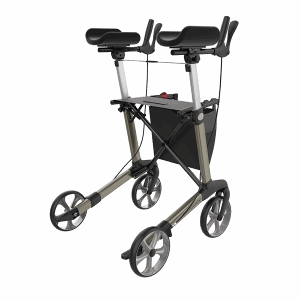 Rehasense NAVIGATOR champagne Large forearm rollator, rear right view