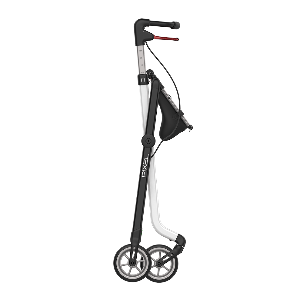 Rehasense PIXEL indoor rollator folded in Black and White