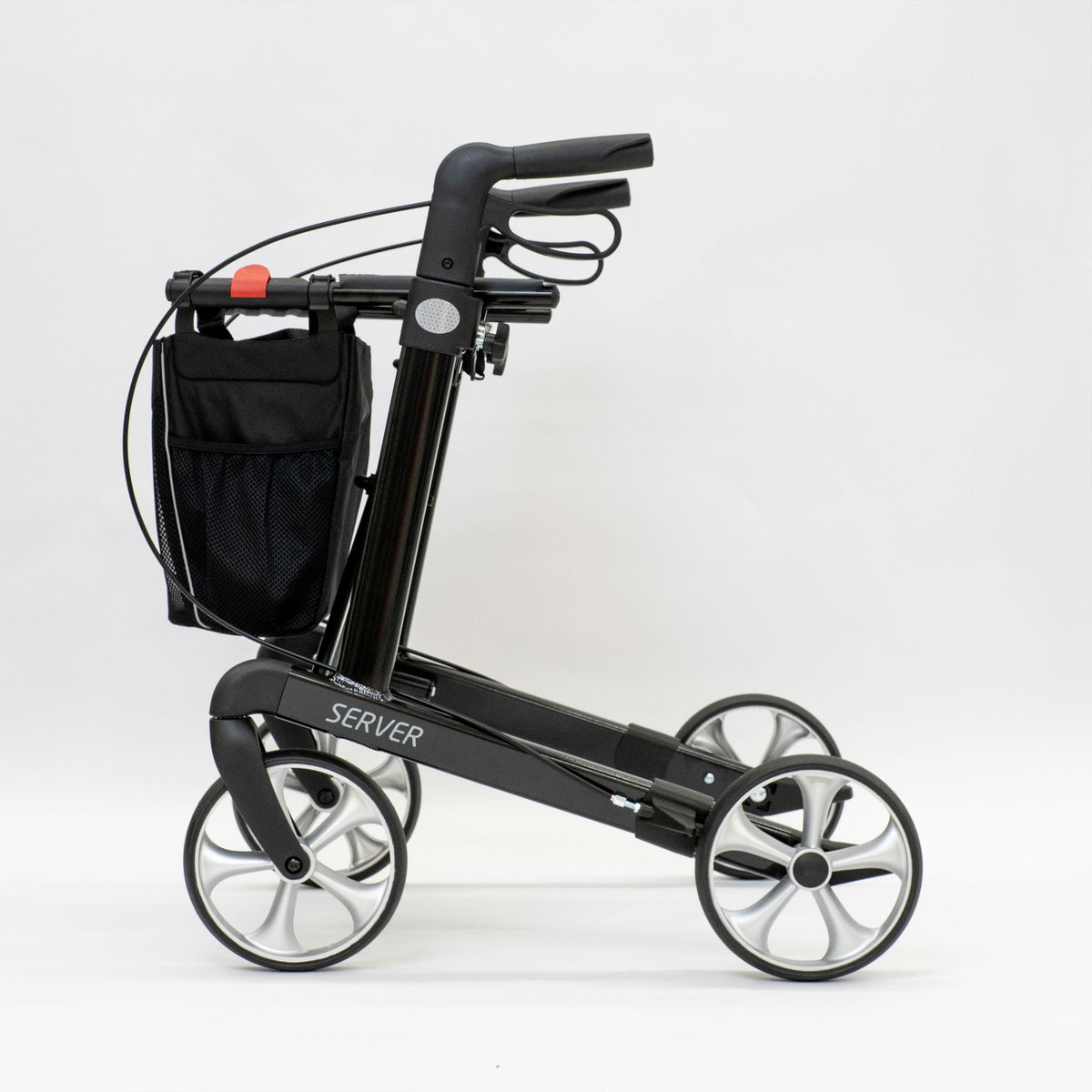 Rehasense SERVER Large Black rollator, left side view