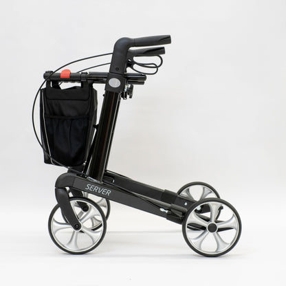 Rehasense SERVER Black Large rollator, left side view
