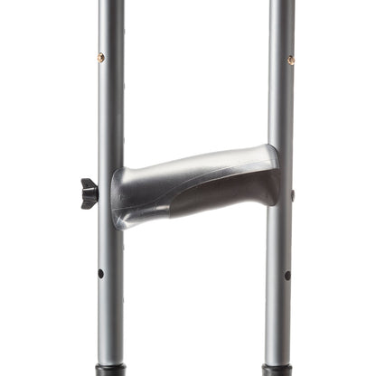 Close-up of the easy push-button height adjustment mechanism on the Drive Medical Air-Crutch.