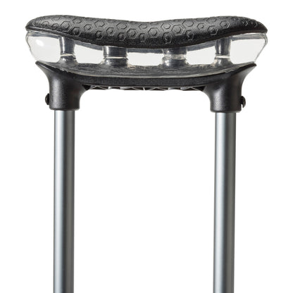 Close-up of the ergonomic gel hand grip on the slate Drive Medical MD Air-Crutch.