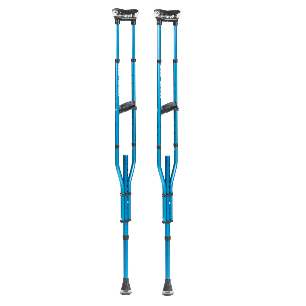 Pair of Drive Medical MD Air-Crutches in Sapphire blue, featuring adjustable air-cushioned supports.