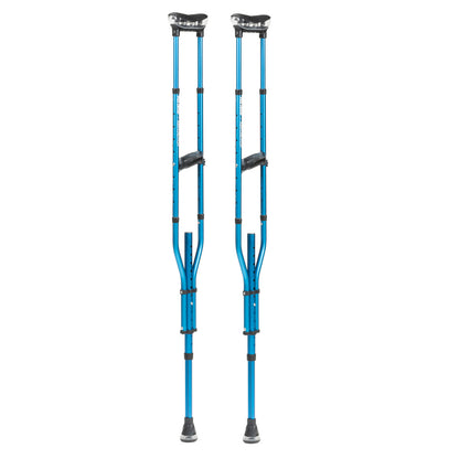 Pair of Drive Medical MD Air-Crutches in Sapphire blue, featuring adjustable air-cushioned supports.