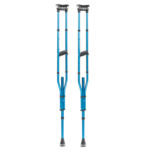 Pair of Drive Medical MD Air-Crutches in Sapphire blue, featuring adjustable air-cushioned supports.