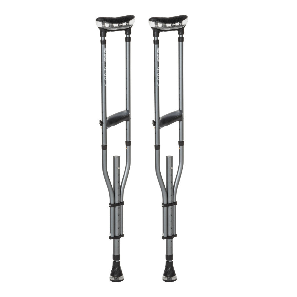 Pair of sleek Drive Medical MD Air-Crutches in Slate grey, designed for comfortable mobility support.