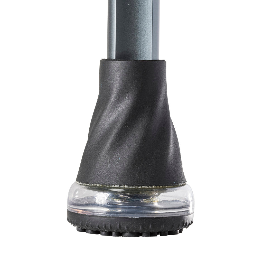 Close-up of the flexible, slip-resistant articulating rubber tip on the Slate grey Drive Air-Crutch.