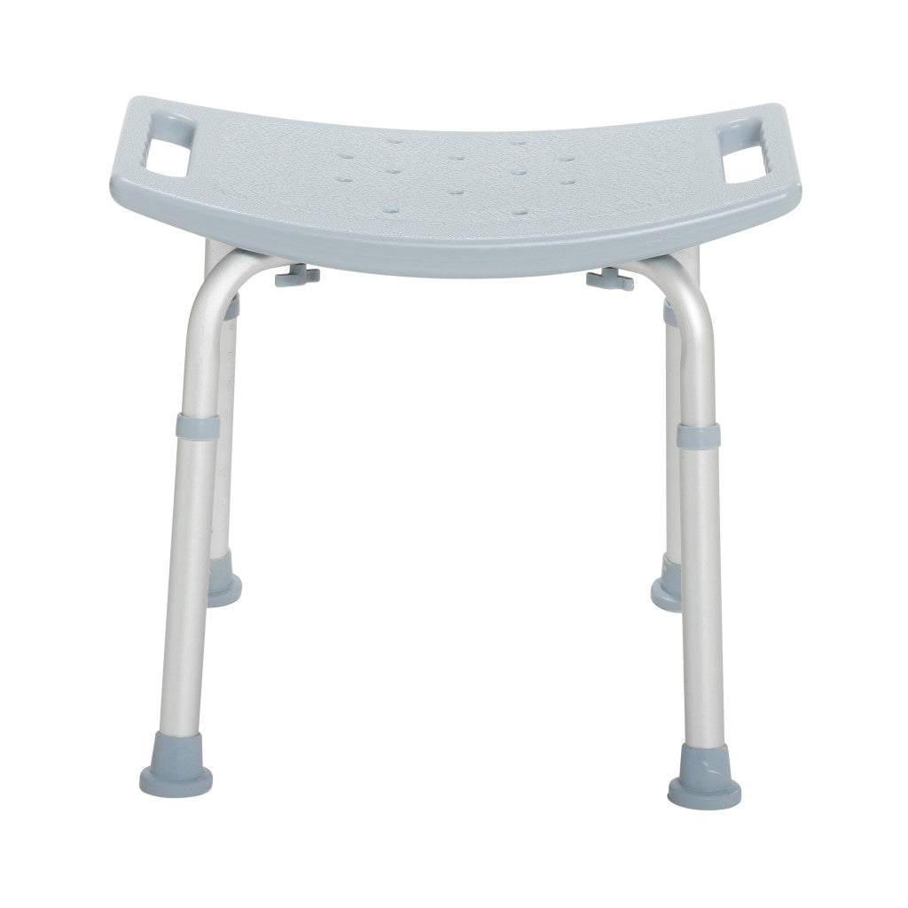 Drive Medical backless shower stool showcasing its compact, space-saving, and ergonomic seating design.