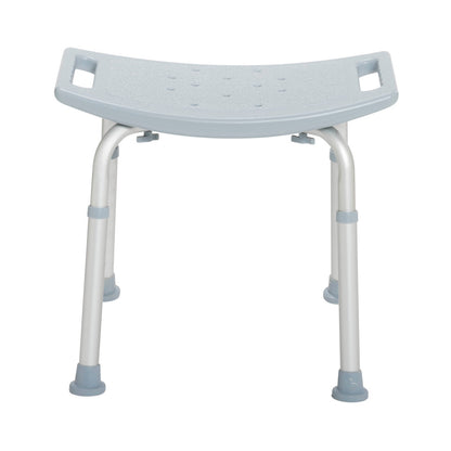 Drive Medical backless shower stool showcasing its compact, space-saving, and ergonomic seating design.
