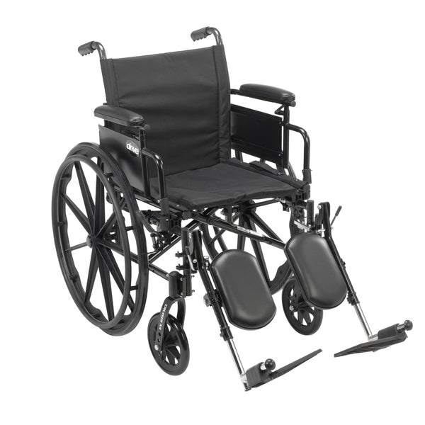 Rear angled view of the Drive Medical Cruiser X4 manual wheelchair ready for everyday mobility.