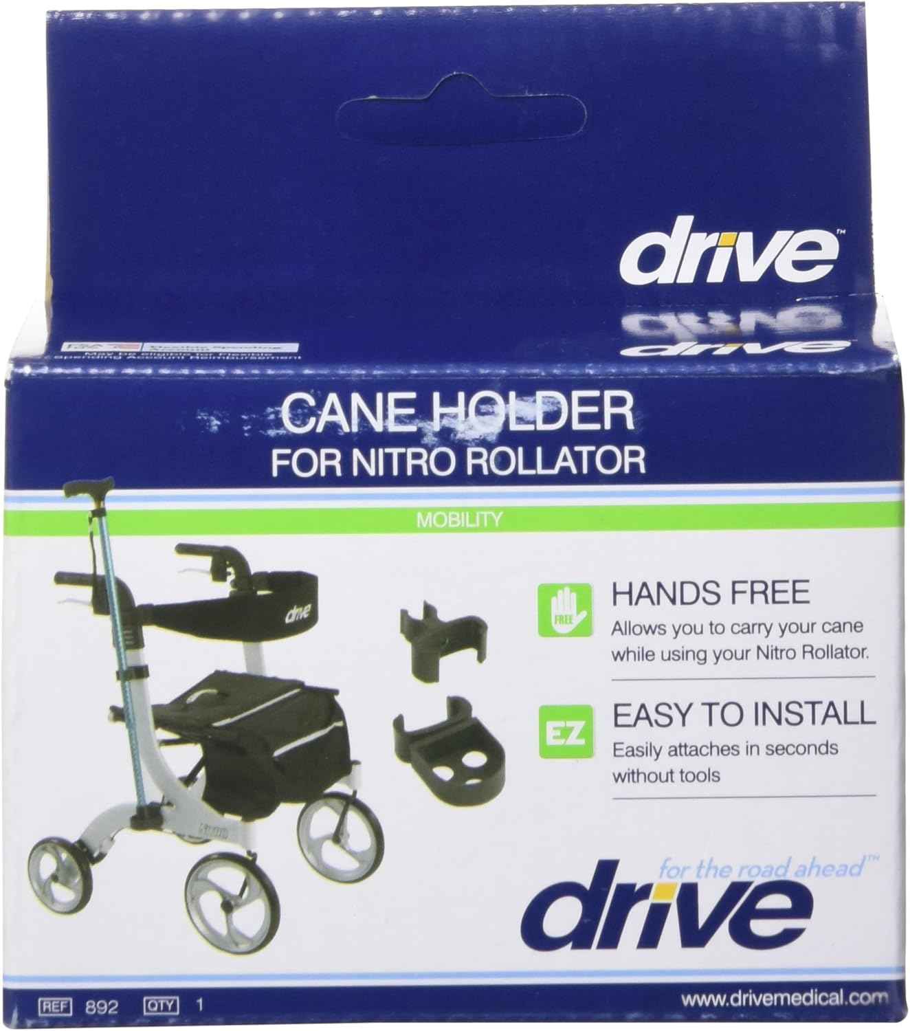 Drive Medical Nitro Cane Holder – Universal Walking Cane Attachment (Model 892)