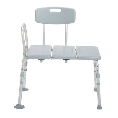Straight front view of the Drive Medical transfer tub bench designed for safe, seamless, and easy bathtub entry.