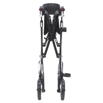 Front view of the Drive Nitro Elite CF rollator in its folded compact position.