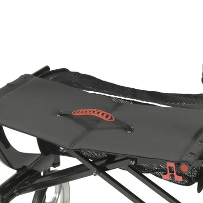 Close-up of the extra-wide, comfortable padded seat on the Drive Medical Nitro HD bariatric rollator.