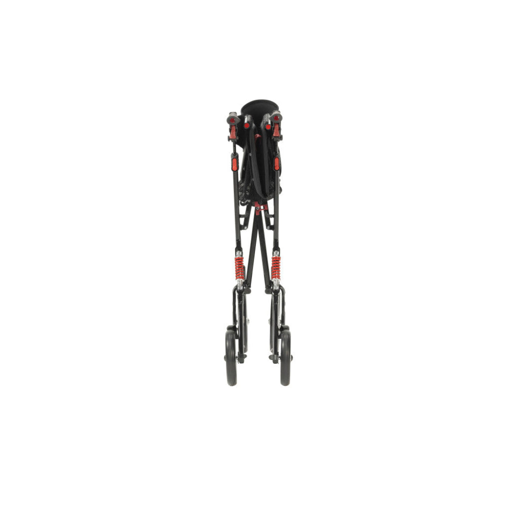 Front view of the Drive Medical Nitro HD rollator in its standing folded position.