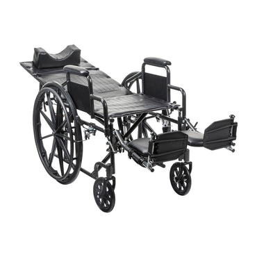 Drive Medical Silver Sport Reclining Wheelchair in fully reclined position on a white background