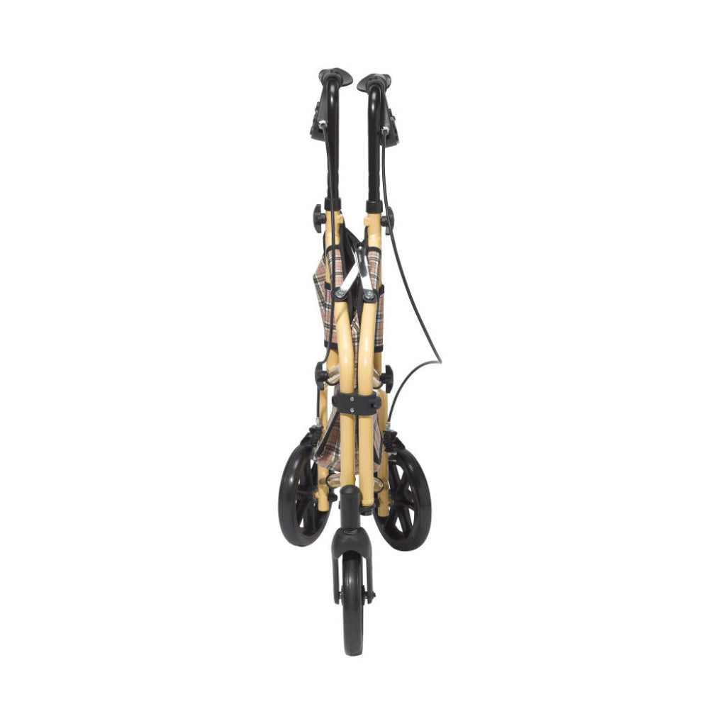 Front view of the Drive Winnie Lite Supreme walker in its standing folded position.