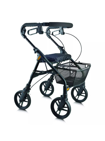 Black Evolution Piper Series mobility walker designed for stability and narrow spaces.