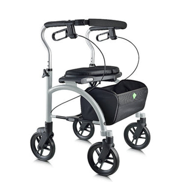 Evolution Xpresso Lite rollator in Silver, front three-quarter studio view