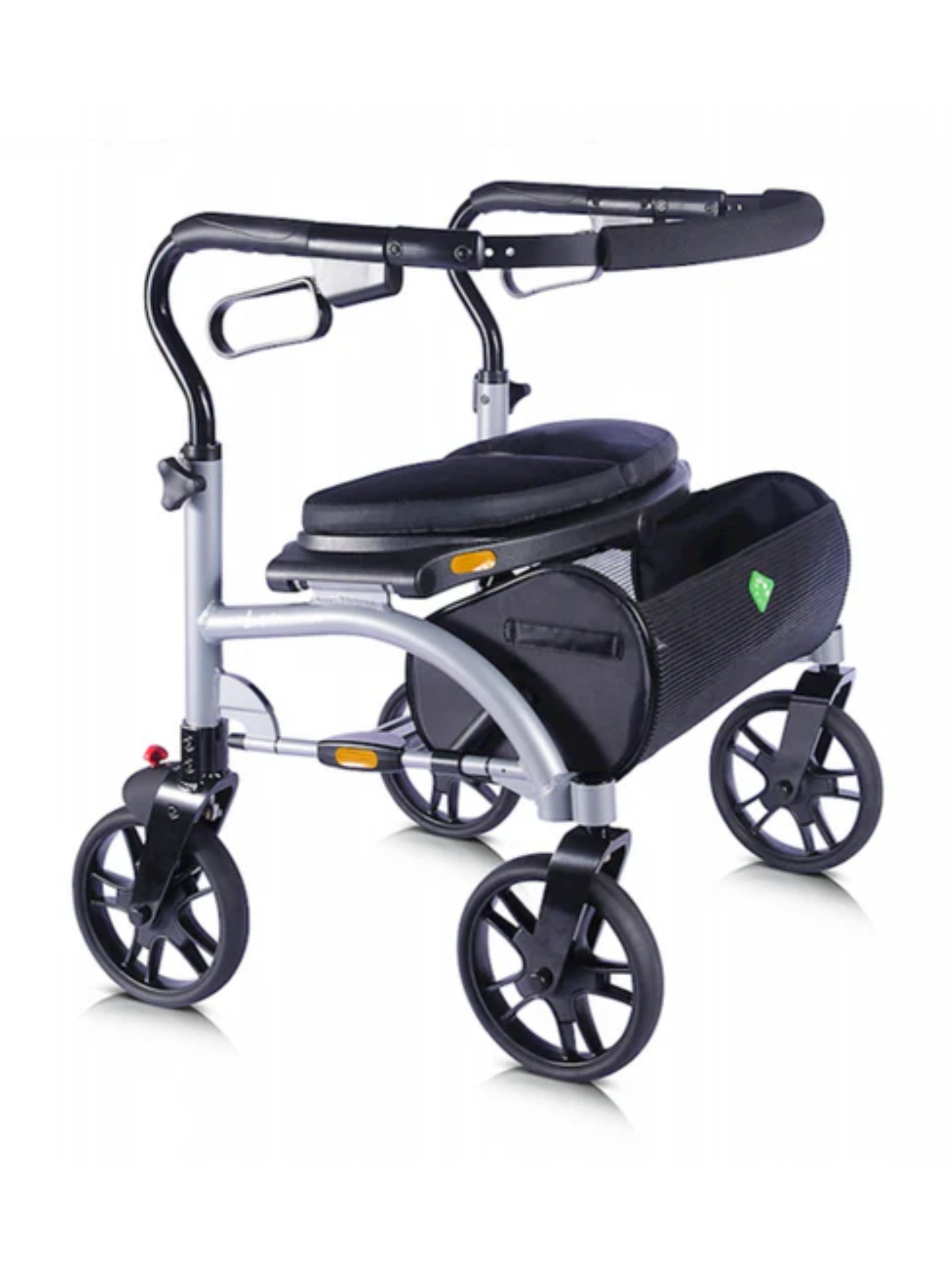 Black Evolution Xpresso Wide bariatric rollator walker featuring a heavy-duty frame and 450 lb capacity.