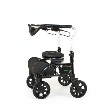 Evolution Xpresso Zero rollator in Black, rear three-quarter studio view