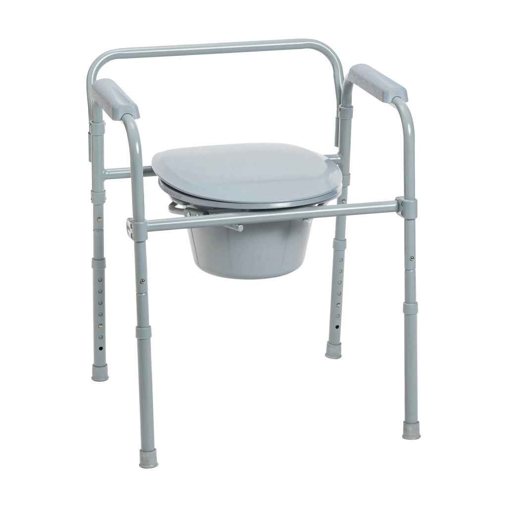 Drive Medical Folding Steel Commode – Portable, Adjustable & Easy to Store - Care Made
