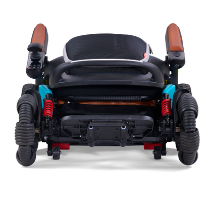 The Golden Ally Pro GP304 power wheelchair folded completely flat for convenient car transport and storage.