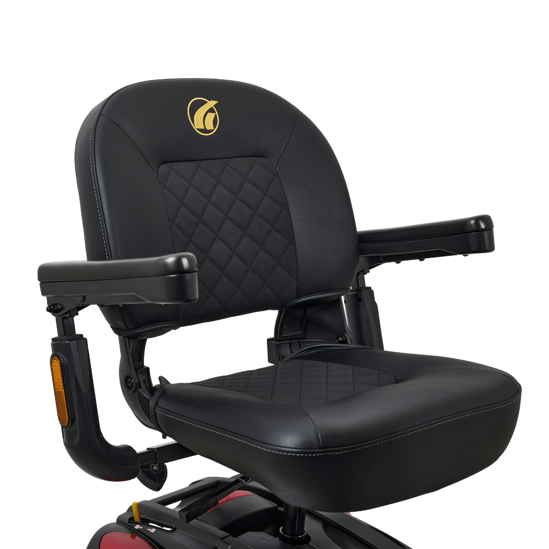 Golden Buzzaround EX GB148 high-back seat and flip-up armrest detail