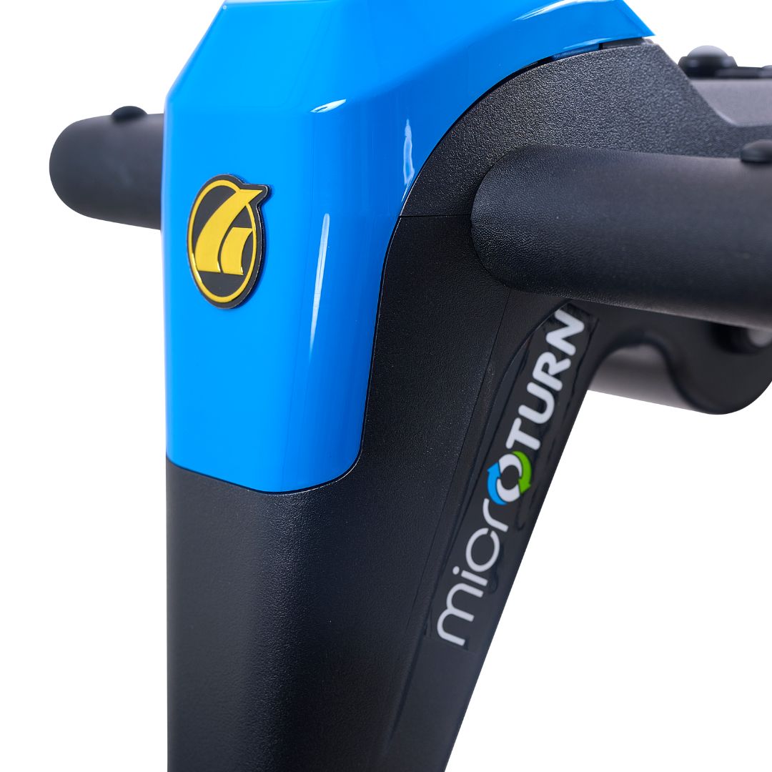 Golden Buzzaround XL+ GB152 MicroTurn tiller and Coastal Blue shroud detail