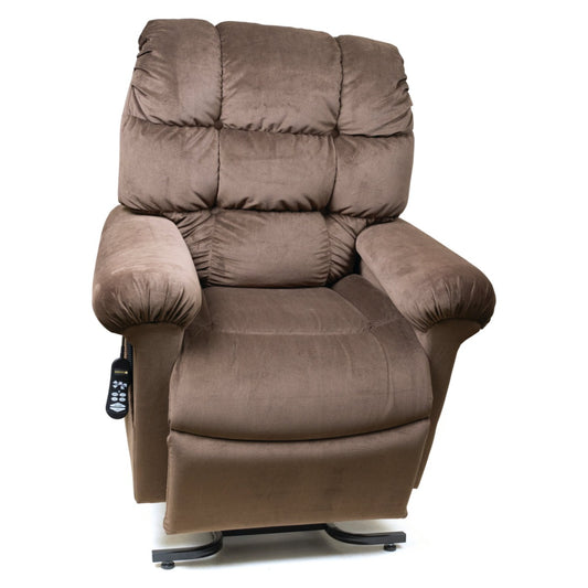 Golden Cloud PR510 lift chair in Tucker Hazelnut, seated upright on a white background
