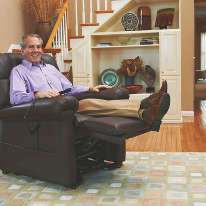Man relaxing in the TV position of his Golden Cloud PR510 lift chair with his feet up