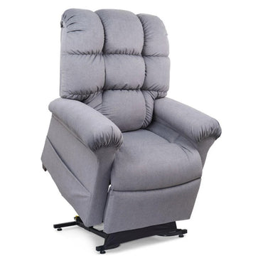 Golden Cloud PR510 lift chair in Tucker Sterling grey, raised to the standing position