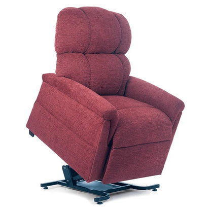 Golden MaxiComforter PR535 lift chair in Port burgundy, raised to the standing position