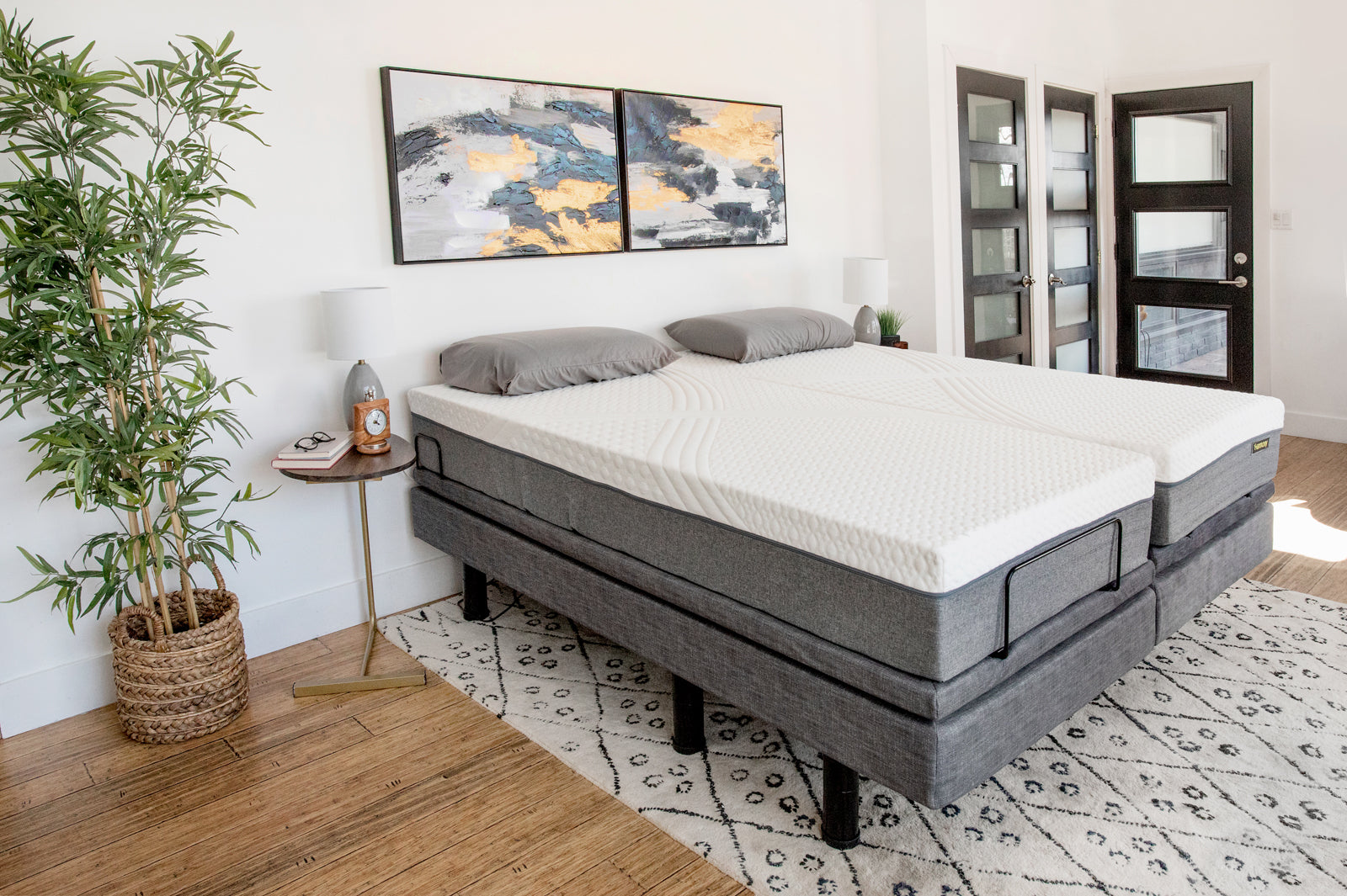 Harmony Hi-Low Split King bed in a furnished bedroom