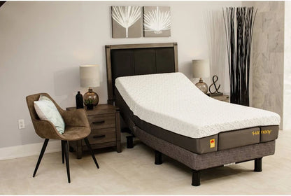 The Harmony Relax mattress shown in a cozy bedroom with the head perfectly elevated for reading or watching TV.