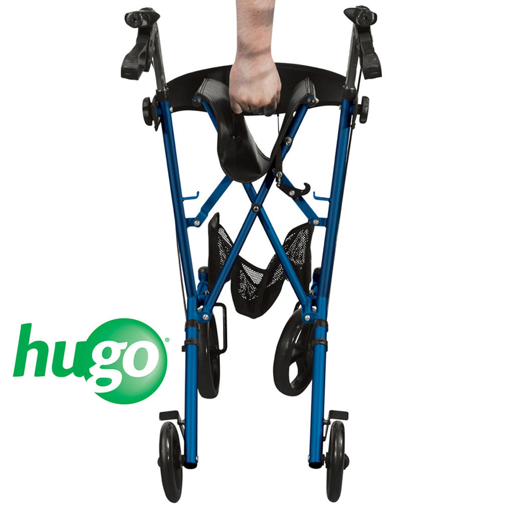 Hugo Sidekick Side-Folding Rollator Walker in Blue – Folded Compact Design for Easy Storage and Transport in Canada