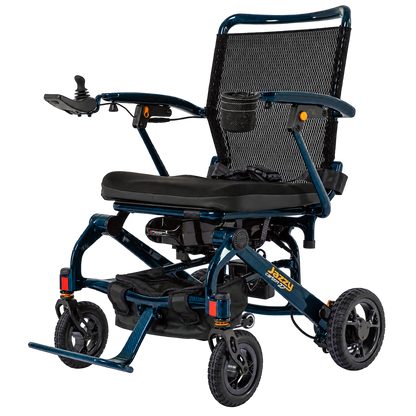 Pride Jazzy Carbon 27 power wheelchair in Night Sky, front three-quarter view