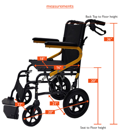 Lightweight MOBB 12-Inch Transport Chair – Easy Folding Wheelchair | Care Made Canada