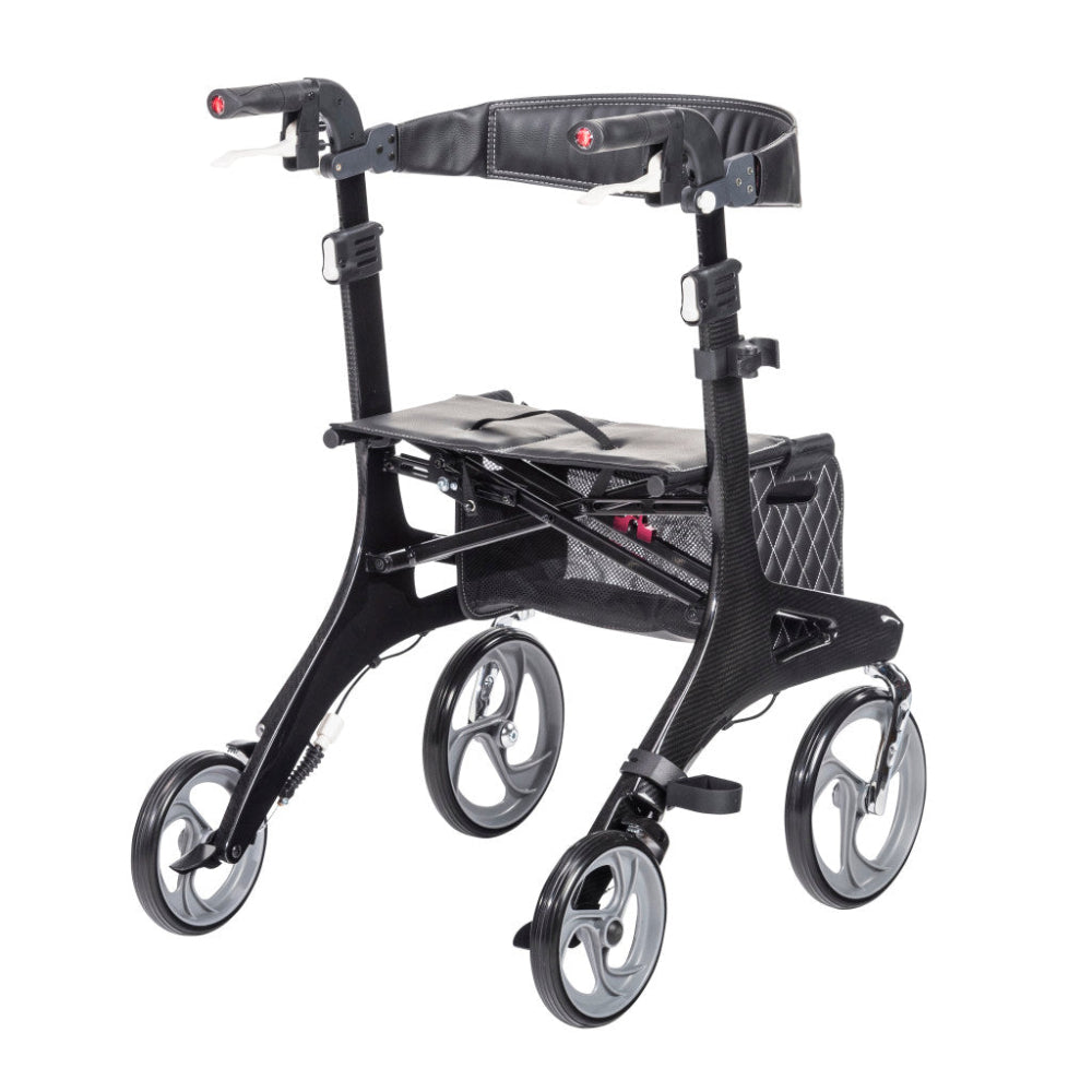 Drive Medical Nitro Elite CF Carbon Fiber Rollator featuring an ultra-lightweight frame.