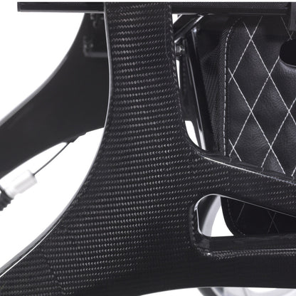 Close up of the flexible backrest strap on the Nitro Elite Carbon Fiber walker.