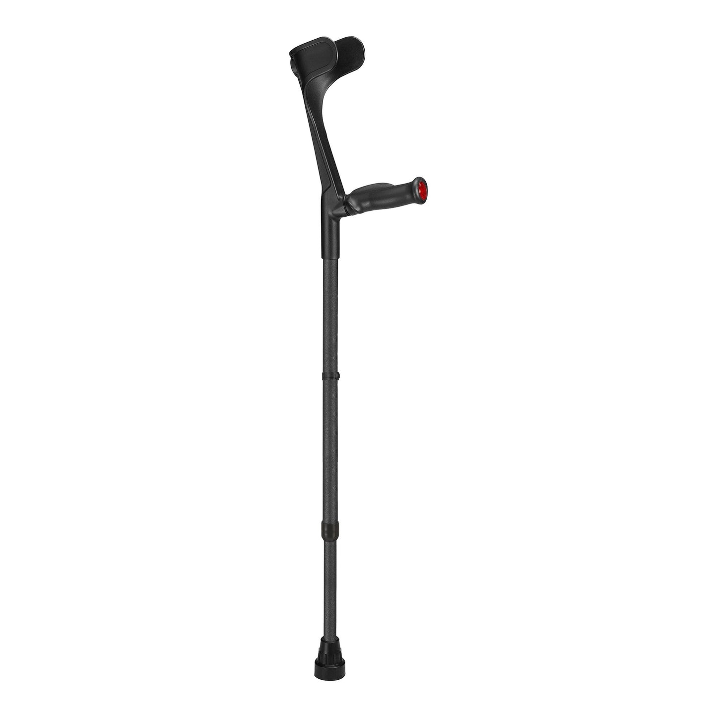 Ossenberg Classic forearm crutch in black with open cuff and anatomic soft grip