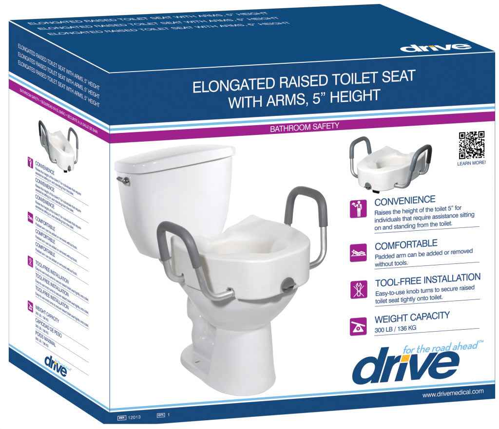 Premium Raised Elongated Toilet Seat with Lock – Drive Medical Plastic Toilet Seat for Comfort and Safety – CareMade Canada