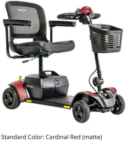 Pride Go-Go Elite Traveller 2 4-wheel travel mobility scooter in Cardinal Red on a white background